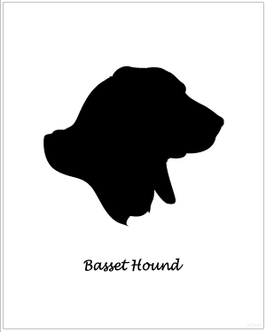Basset Hound Black on White (16x20 inch)