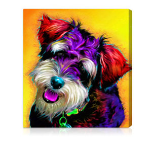 Exclusive pet portraits in bright colors and surreal backgrounds