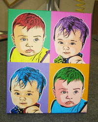 warholStyle 4 panels - 2 faces - Gallery wrap canvas