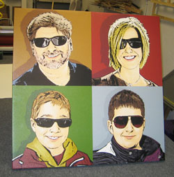 warholStyle 4 panels - 4 faces - Gallery wrap canvas