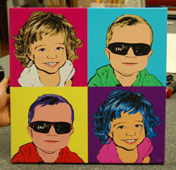 warholStyle 4 panels - 2 faces - Gallery wrap canvas 3/4