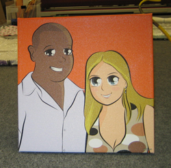 mangaStyle couple - Plain background - Gallery wrap canvas