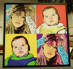 warholStyle 4 panels - 2 faces - Canvas, Black wood frame